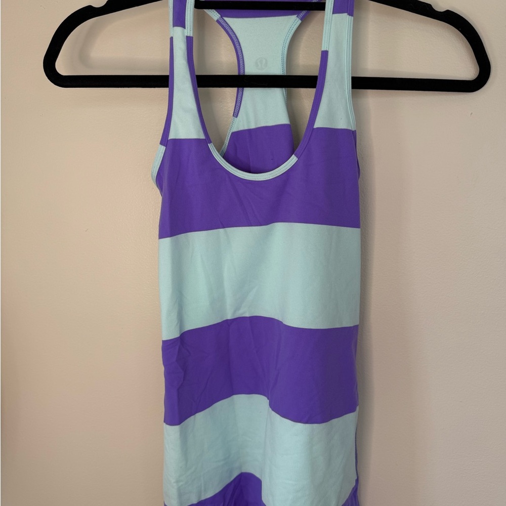 Lululemon Purple and Light Blue Striped Tank Top